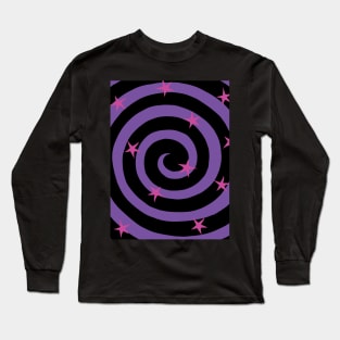 Purple HypnoSwirl with Pink Stars Long Sleeve T-Shirt